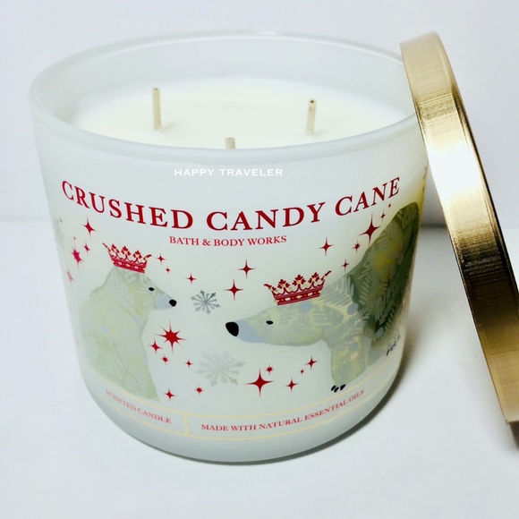 CRUSHED CANDY CANE 3 Wick Candle - Picture 2 of 3